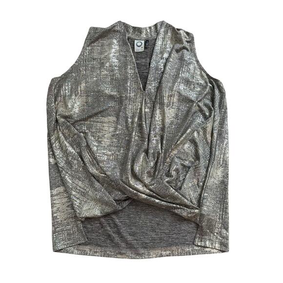 Akemi + Kin Anthropologie silver metallic wrap sleeveless top size S - Picture 12 of 12